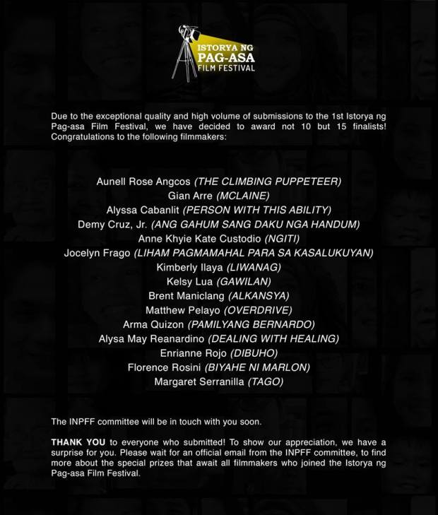 istorya ng pagasa finalists